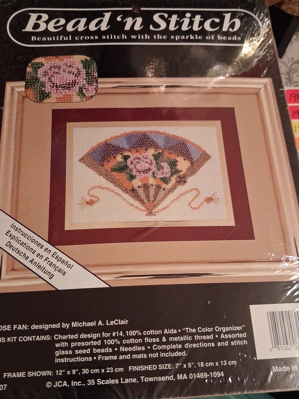 Bead n Stitch Kit Cross Stitch Rose Fan Kit New Vintage USA Analog Hobbies